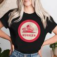 Nebraska State Nickname Husker Roundel [Distressed] Women T-shirt Gifts for Her